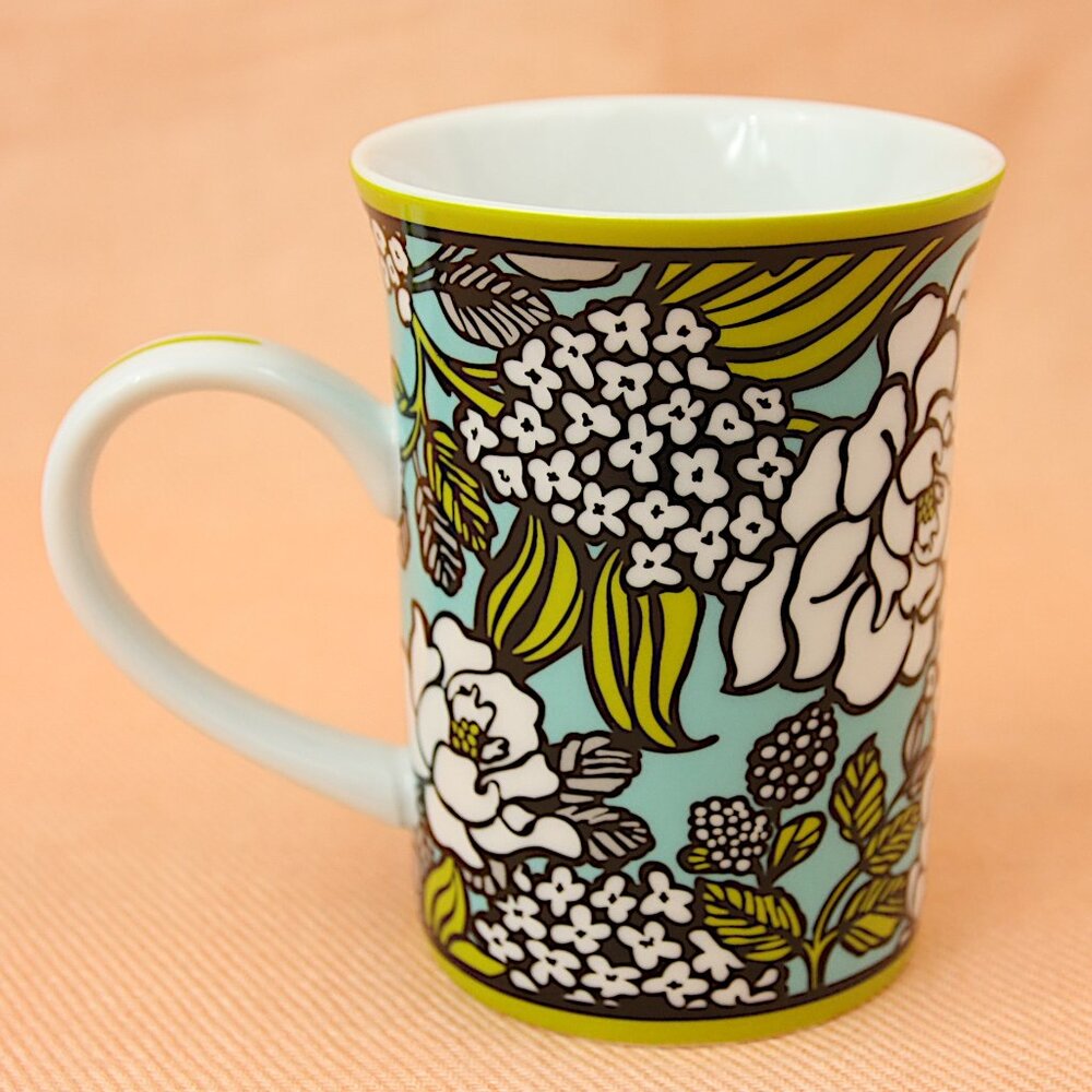 Vera Bradley Ceramic Island Blossom Bloom Floral Ceramic Coffee Mug Cup 8 oz